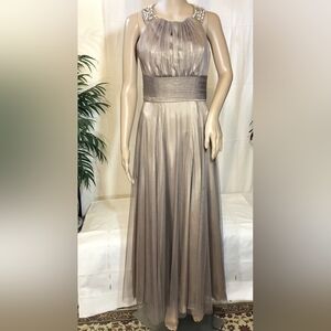 DAVIDS BRIDAL gold tan dress Size 12 tull dress
